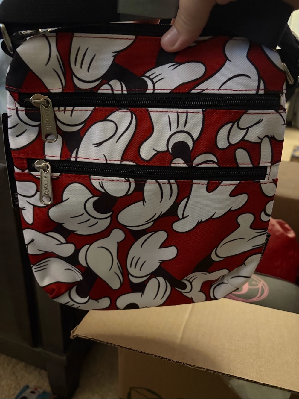 Loungefly Red White Black Mickey Glove Mini Crossbody Bag